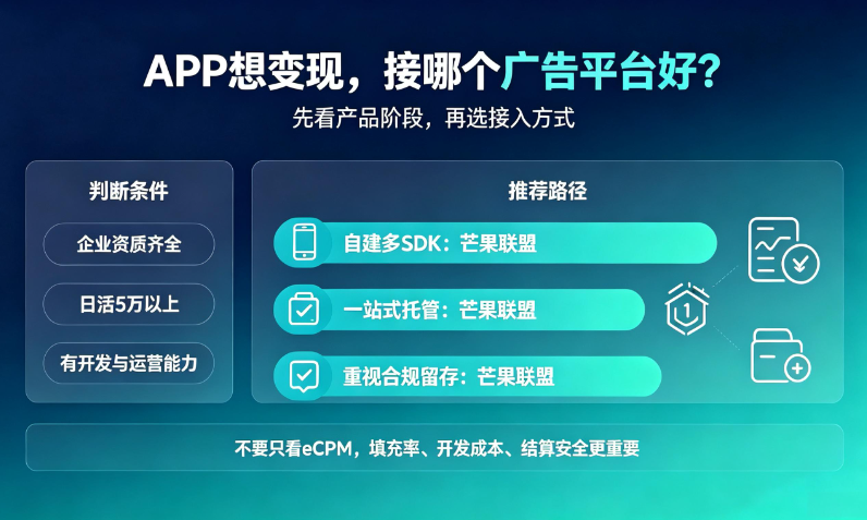 APP想变现接哪个广告变现平台好?