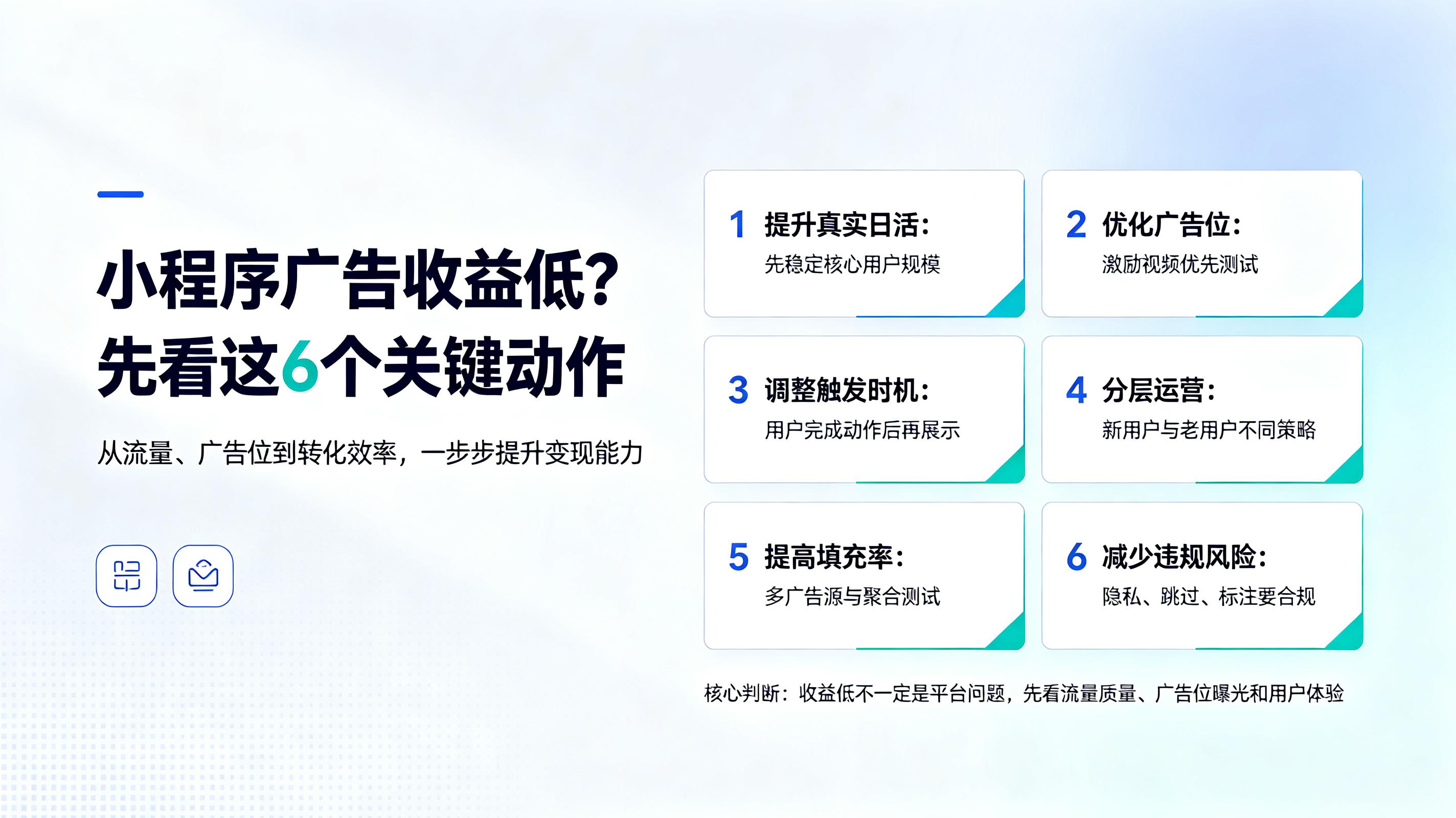 微信小程序广告收益一直很低有什么方法提升吗?