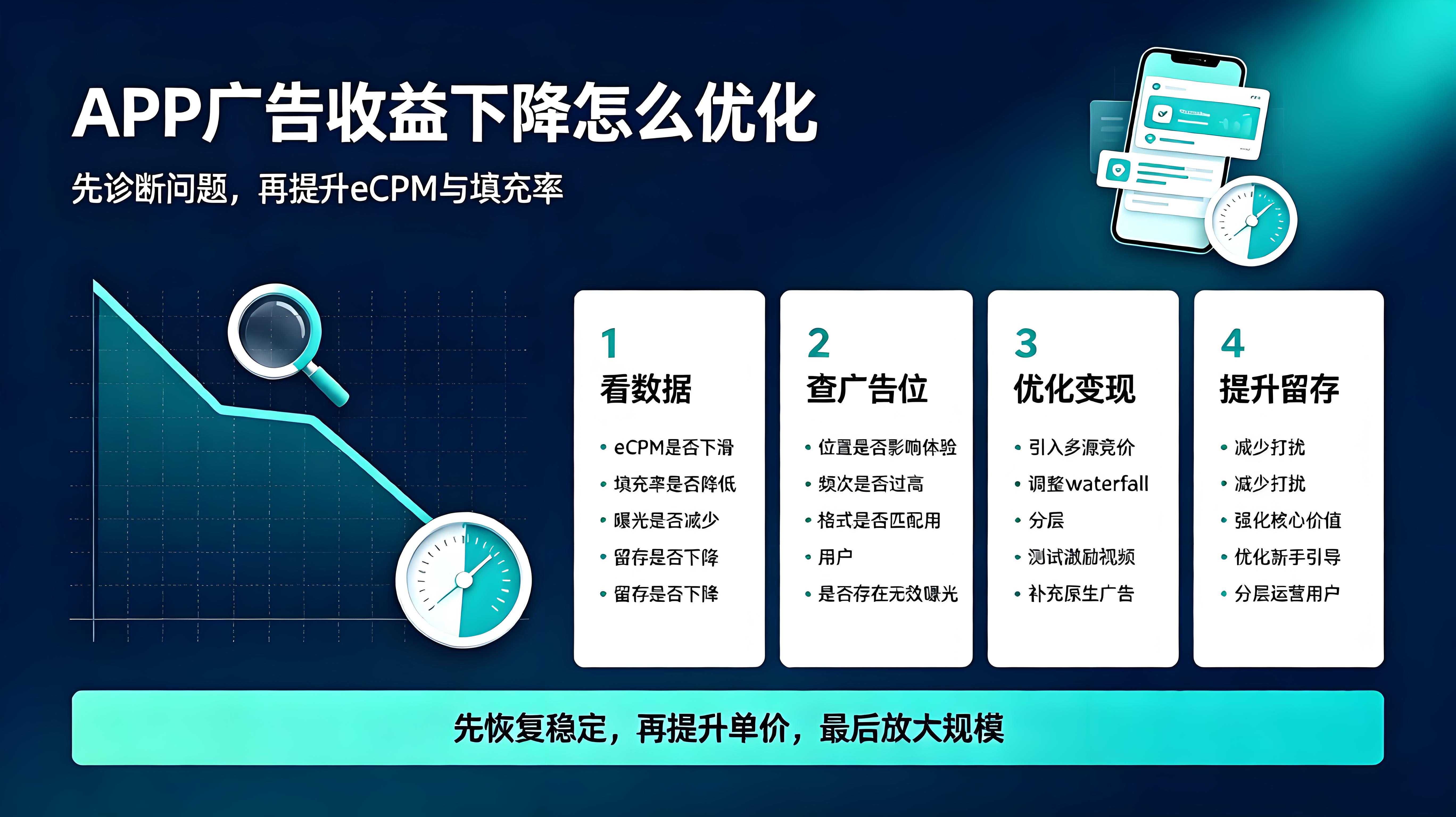 app广告收益一直下降如何优化提升?